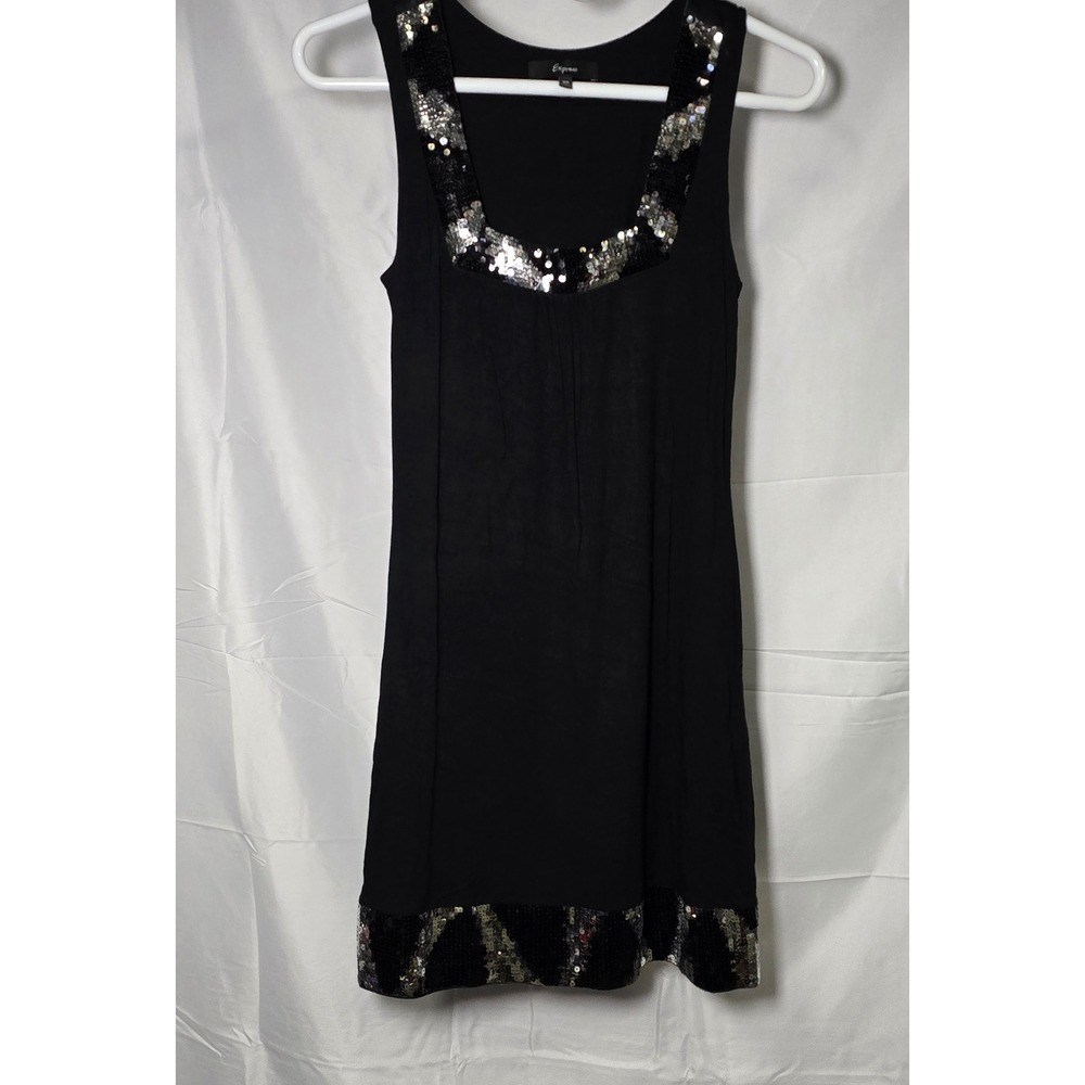 Express Black Sequin Mini Dress Womens XS Sleeveless Scoop Neck Cocktail Party